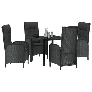 5-teiliges Garten-Essset Schwarz Poly-Rattan