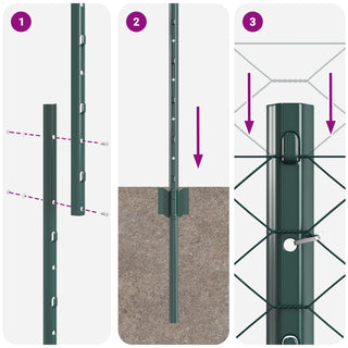 Gartenzaun Set 2er Set Grün Metall 25 x 1,5 m Gartenzaun