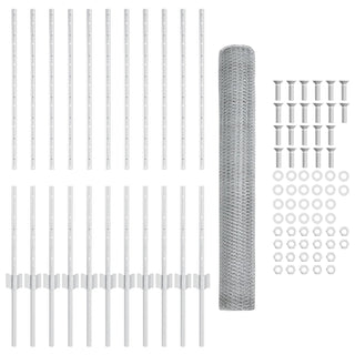 Gartenzaunset Set von 2 Galvanisierter Stahl 1 m hoch, 25 m lang