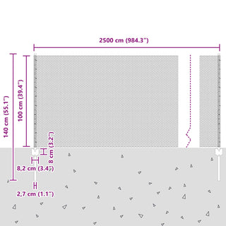 Gartenzaunset Set von 2 Galvanisierter Stahl 1 m hoch, 25 m lang