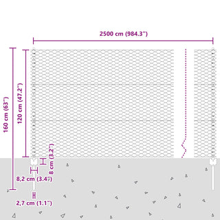 Gartenzaun-Set 2er Set Verzinkter Stahl 25 x 1,2 m Langlebig