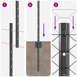 Gartenzaun-Set Set aus 2 Grau Metall Groß Robust Gartenzaun