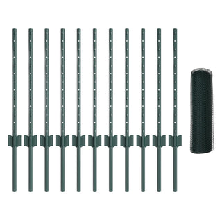 Gartenzaun-Set 2 Stück Grün PVC-beschichteter Stahl 25 x 0,5 m