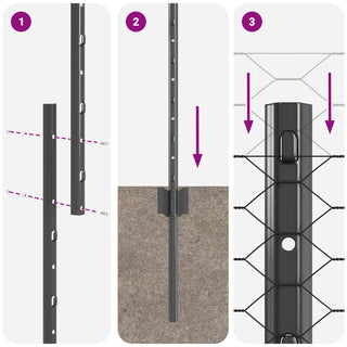 Gartenzaun-Set Set aus 2 Grau Stahl 1,5 m breit, 25 m lang