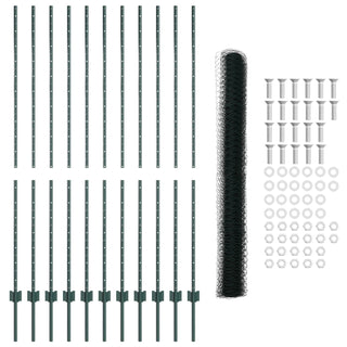 Gartenzaun Set 2er Set Grün Metall 25 x 1,5 m Gartenzaun