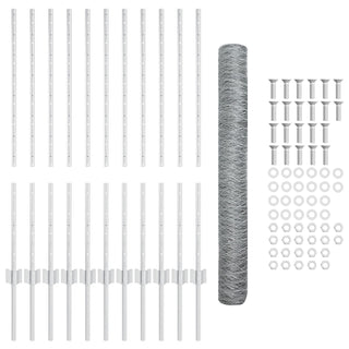 Sechseckiger Gartenzaun Set 2er Set Verzinkter Stahl 25 x 1 m