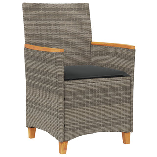 5-teiliges Gartenset mit Kissen Grau Poly-Rattan