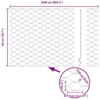 Sechseckiger Gartenzaun Set Set aus 2 Grau Stahl 25 x 0.5m