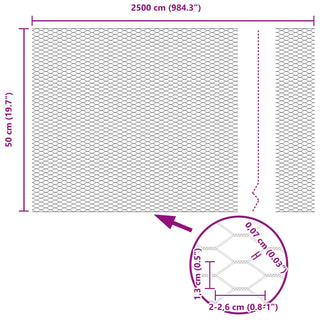 Gartenzaun-Set Set aus 2 Grau Stahlnetz 25 x 0,5 m Zaun Tragbar