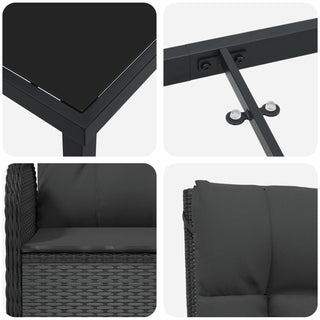 5-teiliges Garten-Essset Schwarz Poly-Rattan