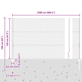 Gartenzaun-Set Set aus 2 Grau Metall Groß Robust Gartenzaun